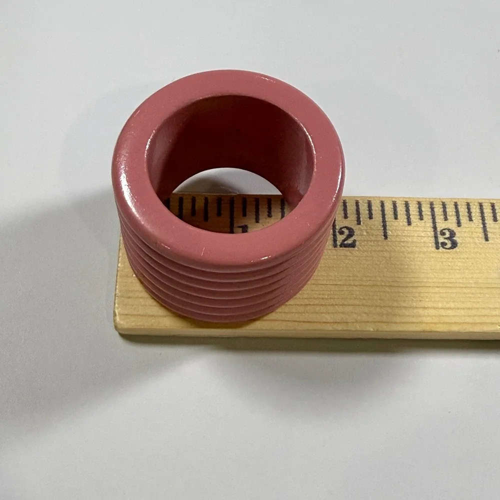 VTG‎ Napkin Rings 4 Pink Mauve Beehive Ribbed Park B Smith Cottagecore Grandmam